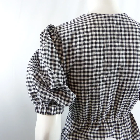 TOPSHOP 9-9 Gingham Tulip Minidress In Monochrome SIZE US 2 BLACK WHITE - Picture 7 of 9